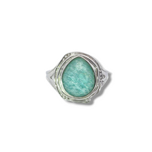 Load image into Gallery viewer, Sterling Faceted Amazonite Teardrop Ring