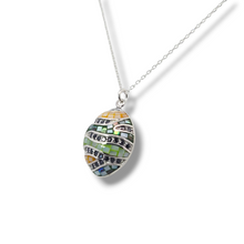 Load image into Gallery viewer, Sterling Mosaic - Orange and Green Mother of Pearl Necklace