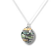 Load image into Gallery viewer, Sterling Mosaic - Orange and Green Mother of Pearl Necklace