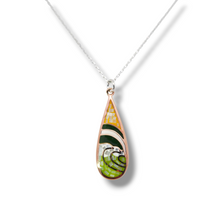 Load image into Gallery viewer, Two Tone Yellow and Green Mosaic Teardrop Necklace