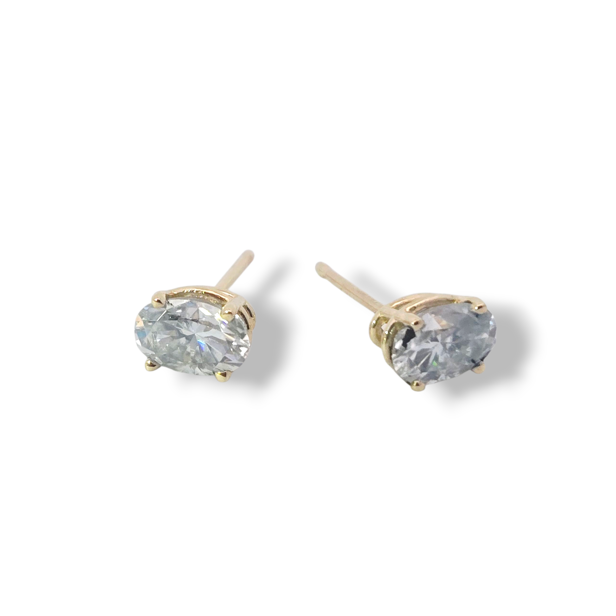 14k Yellow Oval Moissanite Studs 0.75 TCW