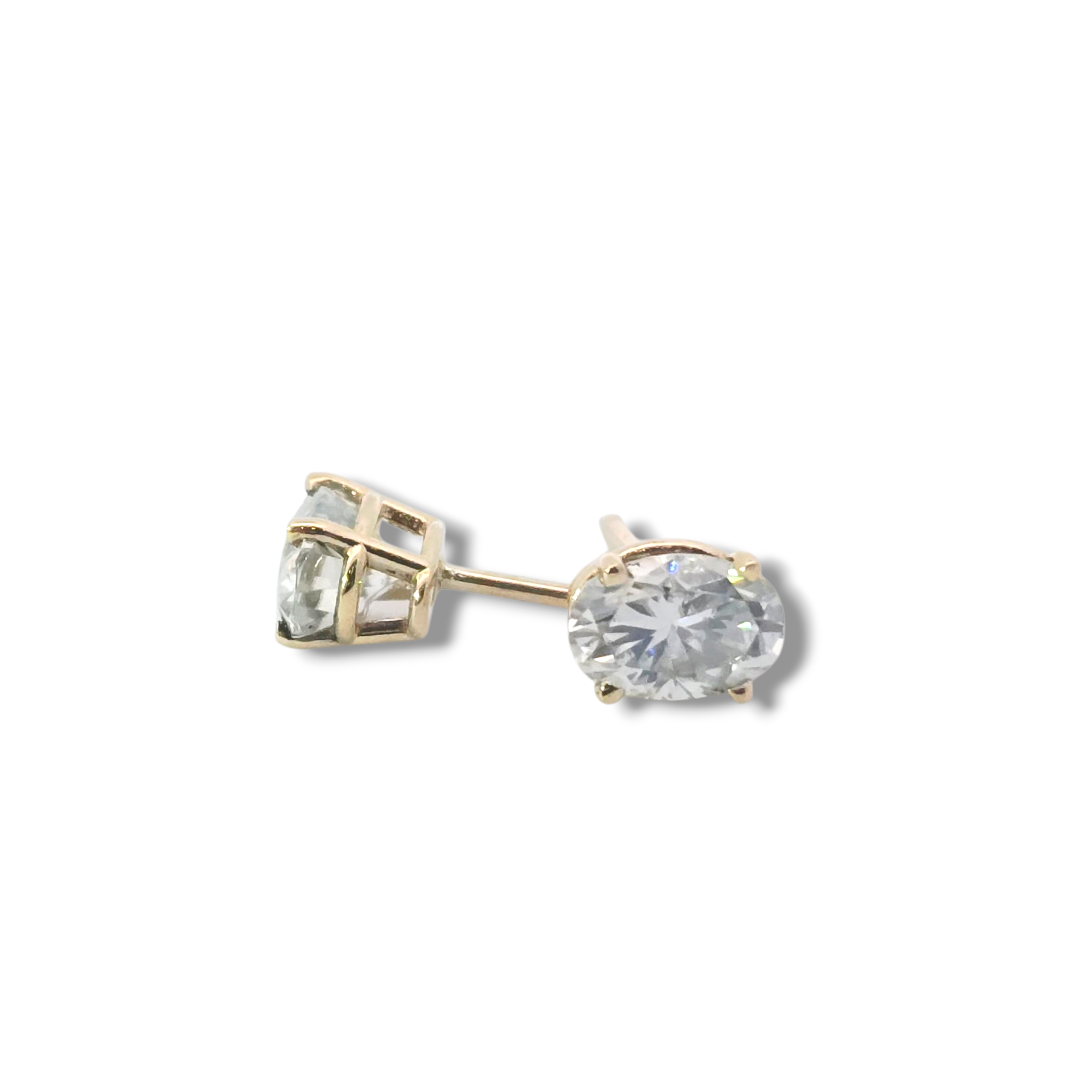 14k Yellow Oval Moissanite Studs 0.75 TCW