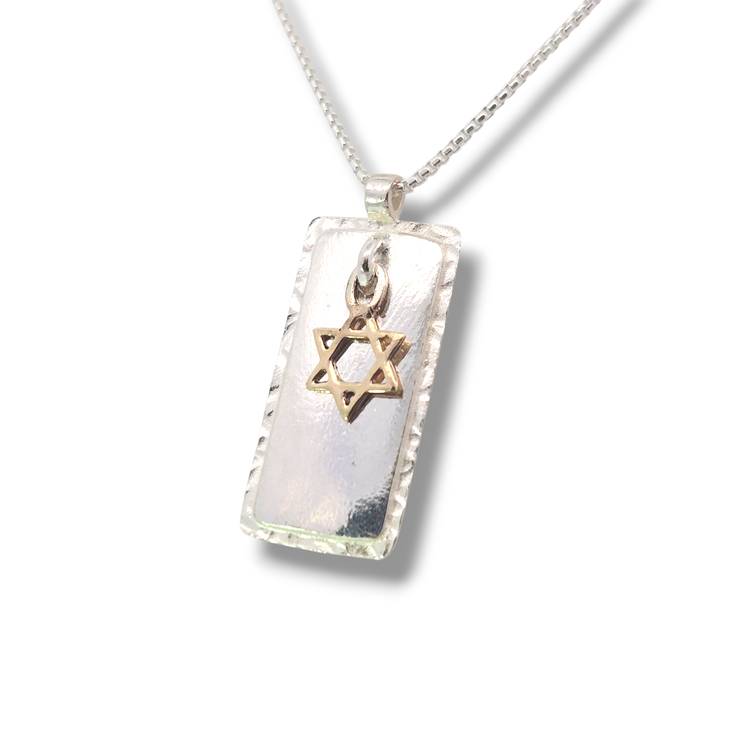 Sterling Silver Necklace with Gold Star of David