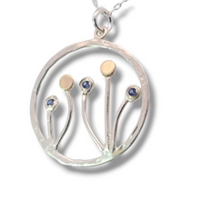 Load image into Gallery viewer, Sterling and 14k Gold Nature Inspired Necklace with Sapphires