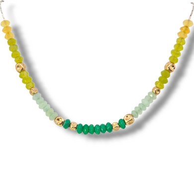 Sterling/GF Beaded Citrine, Jade, Peridot Necklace