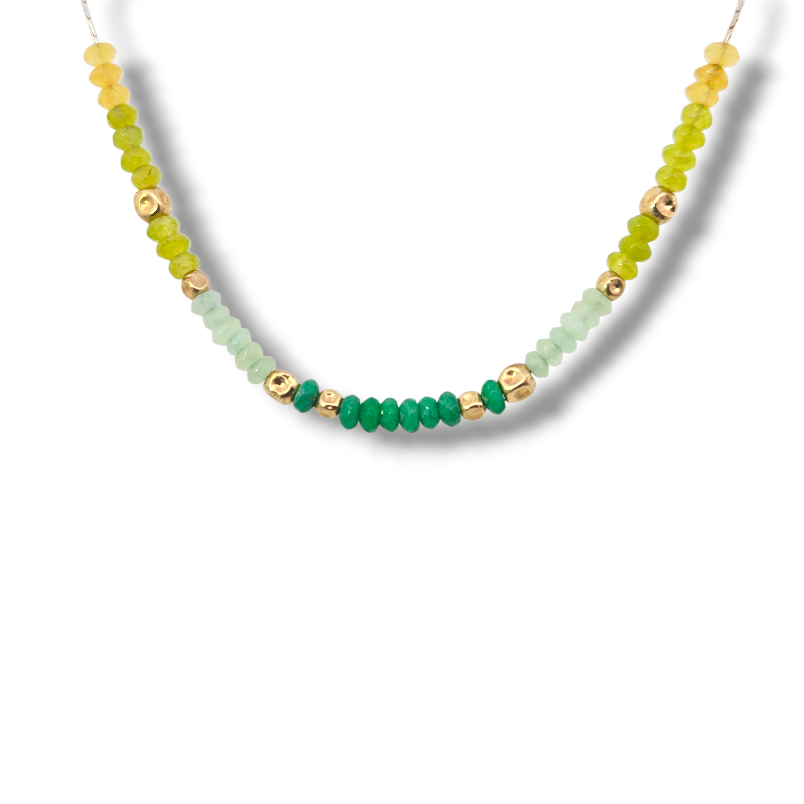 Sterling/GF Beaded Citrine, Jade, Peridot Necklace
