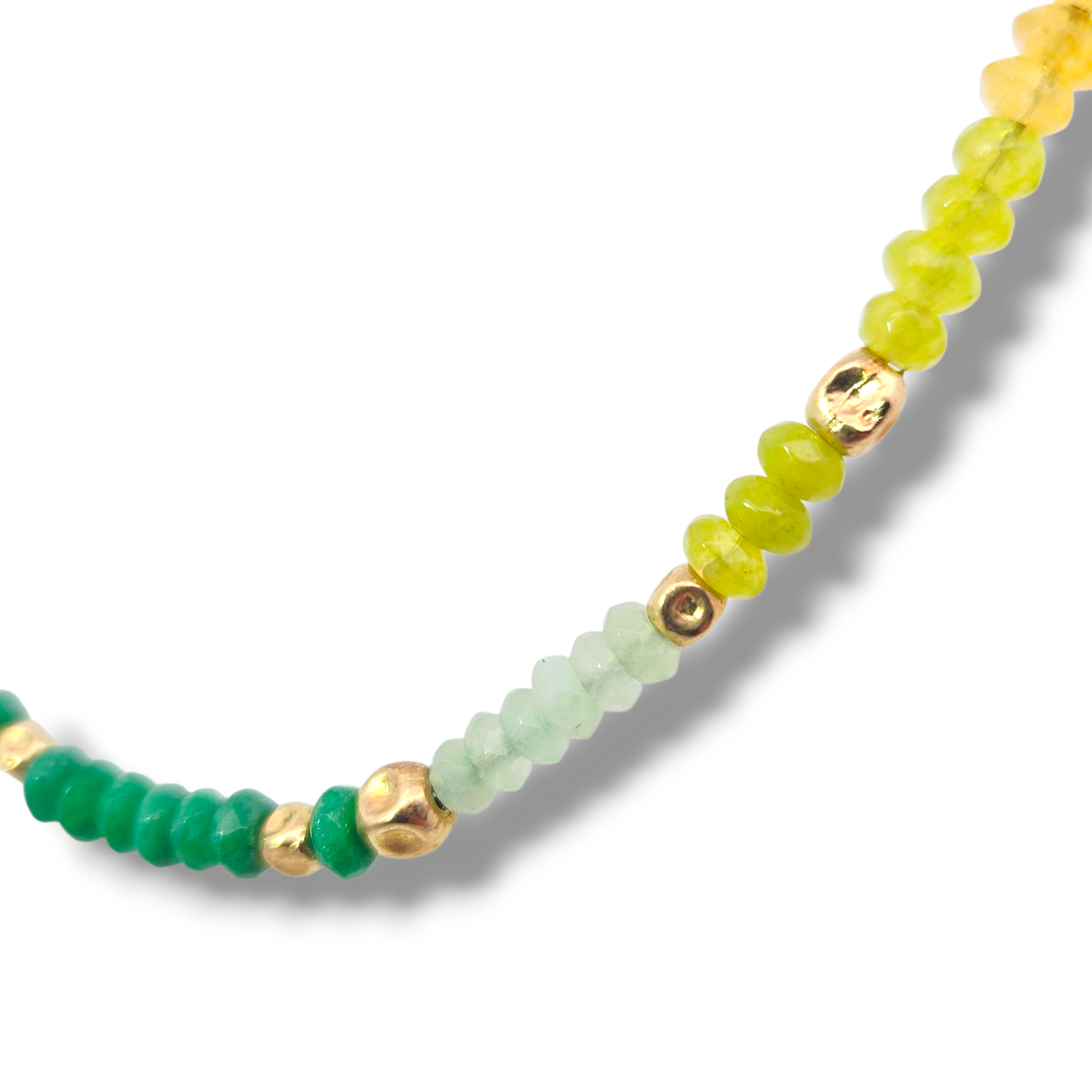 Sterling/GF Beaded Citrine, Jade, Peridot Necklace