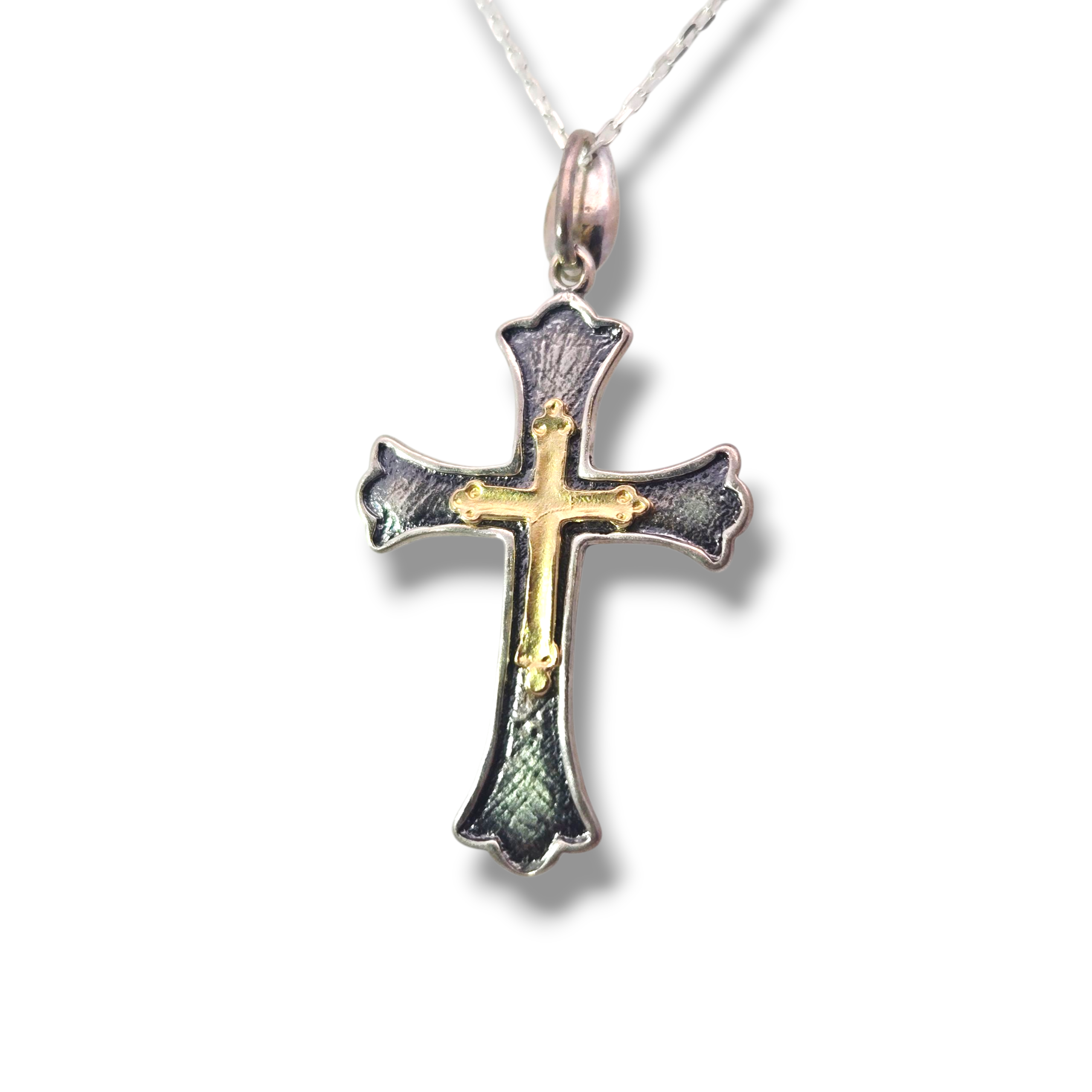 Sterling Silver Gold Plated Cross Necklace