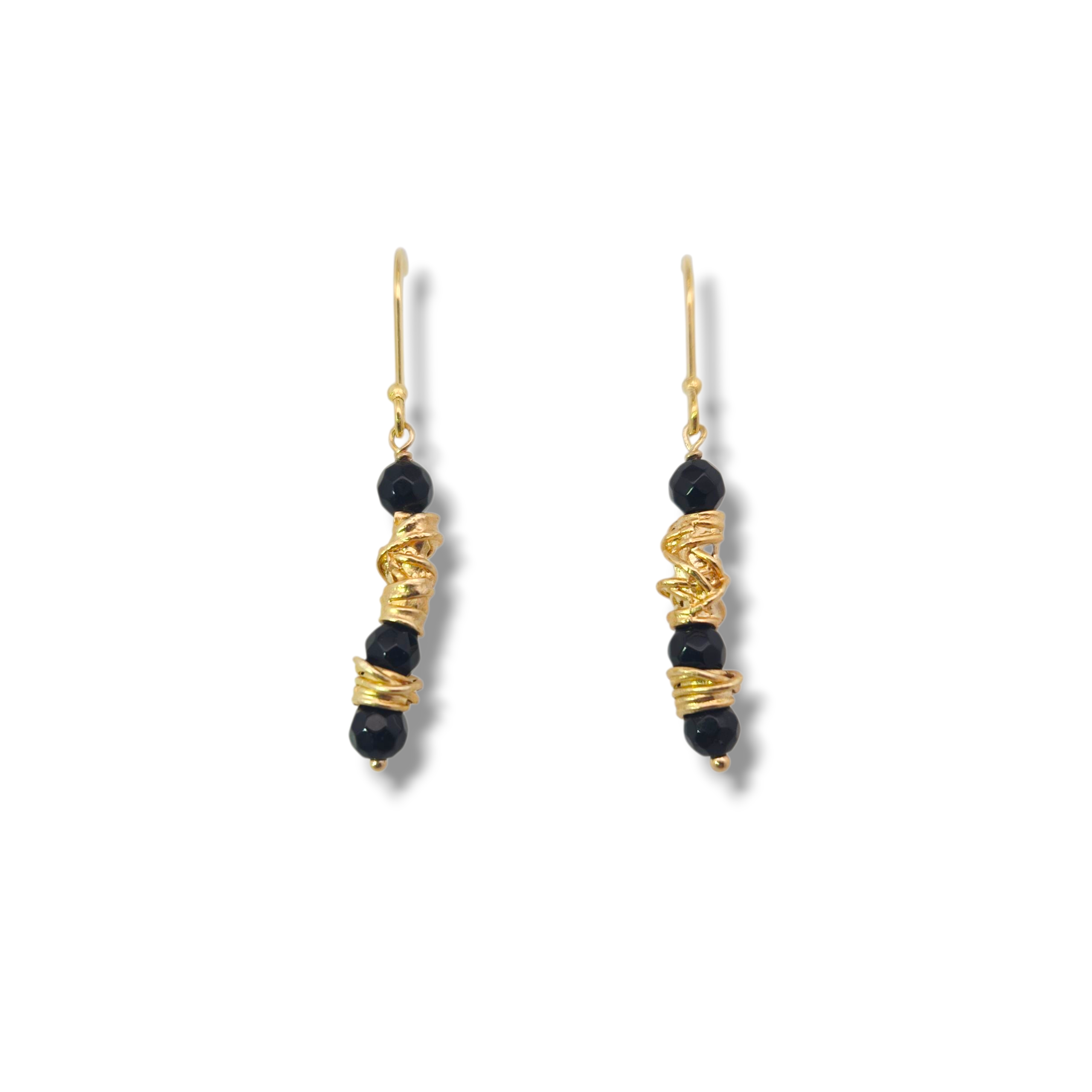 GP Sterling Wrapped Earrings with Onyx Beads