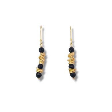 GP Sterling Wrapped Earrings with Onyx Beads
