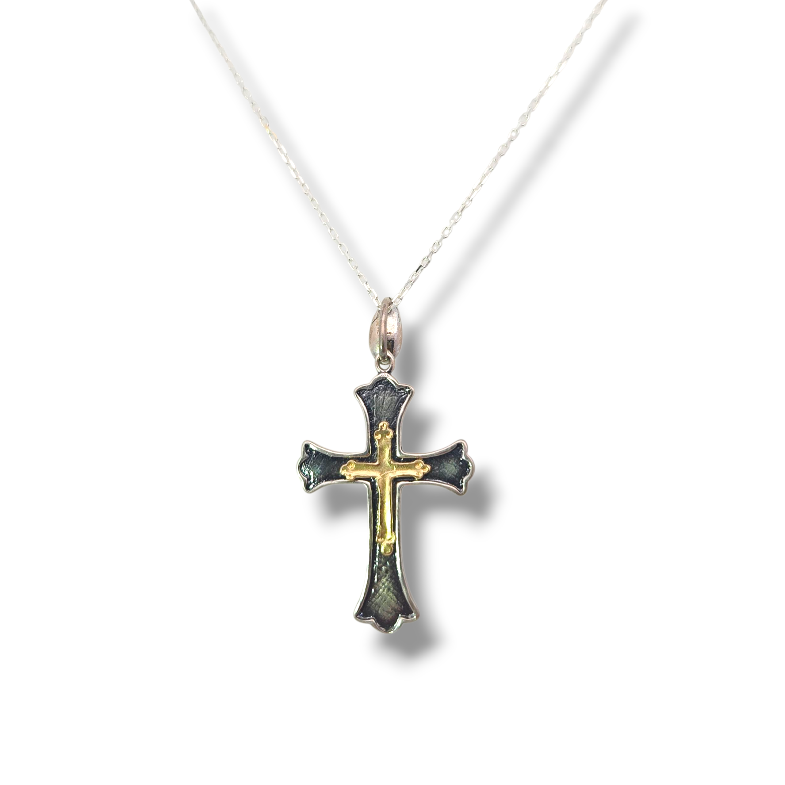 Sterling Silver Gold Plated Cross Necklace