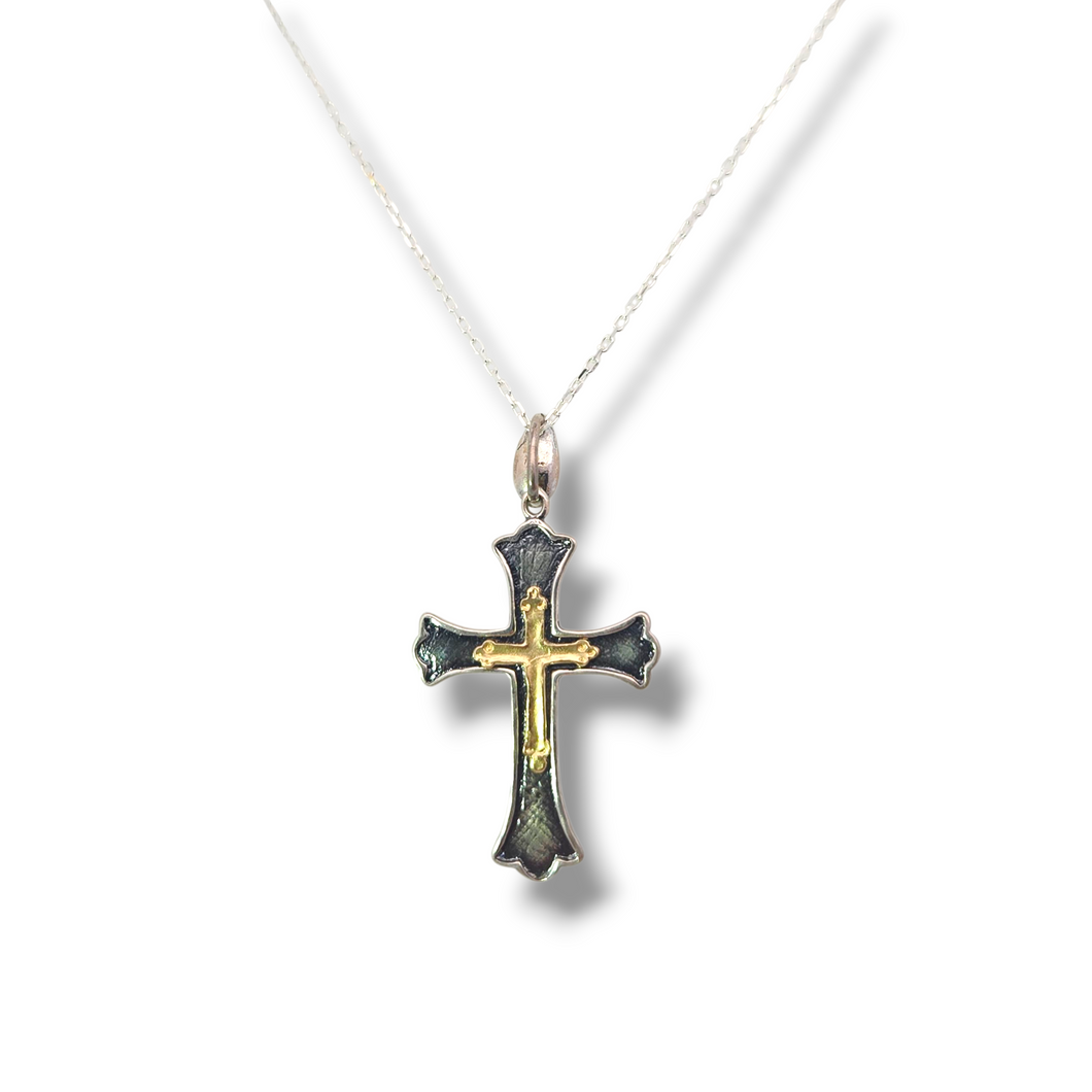Sterling Silver Gold Plated Cross Necklace