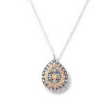 Load image into Gallery viewer, Sterling 18k Rose Plated Flower Pattern Teardrop Necklace