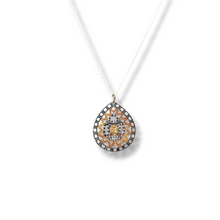 Load image into Gallery viewer, Sterling 18k Rose Plated Flower Pattern Teardrop Necklace