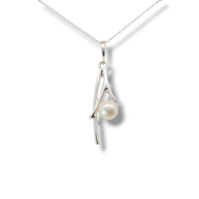 Asymmetrical Sterling Silver and Pearl Necklace