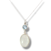 Load image into Gallery viewer, Moonstone and Blue Topaz Sterling Silver Necklace