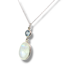 Load image into Gallery viewer, Moonstone and Blue Topaz Sterling Silver Necklace