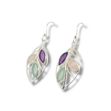 Load image into Gallery viewer, Amethyst and Quartz Sterling Floral Leaf Earrings