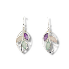 Load image into Gallery viewer, Amethyst and Quartz Sterling Floral Leaf Earrings