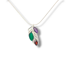 Load image into Gallery viewer, Amethyst, Green Onyx, and Amber Sterling Floral Necklace