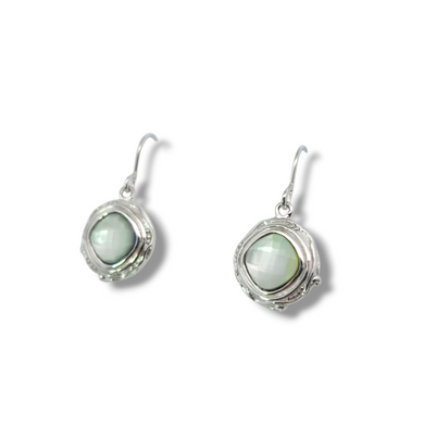 Faceted Amazonite in Organic Sterling Earrings