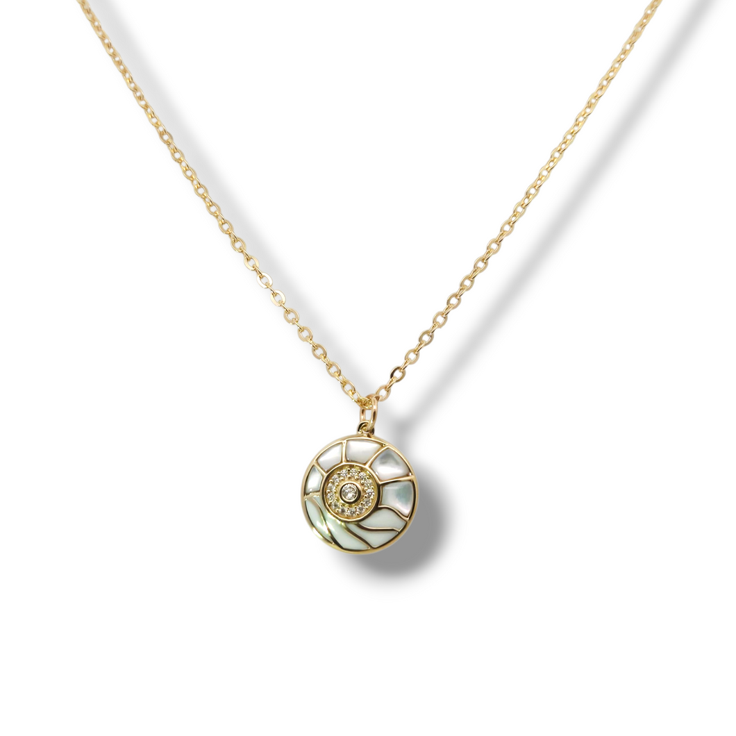Sterling Gold Plated Necklace with MOP Pendant