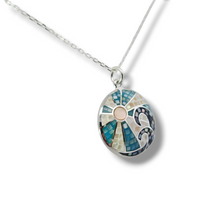 Load image into Gallery viewer, Sterling Wave Necklace with MOP Mosic Inlay