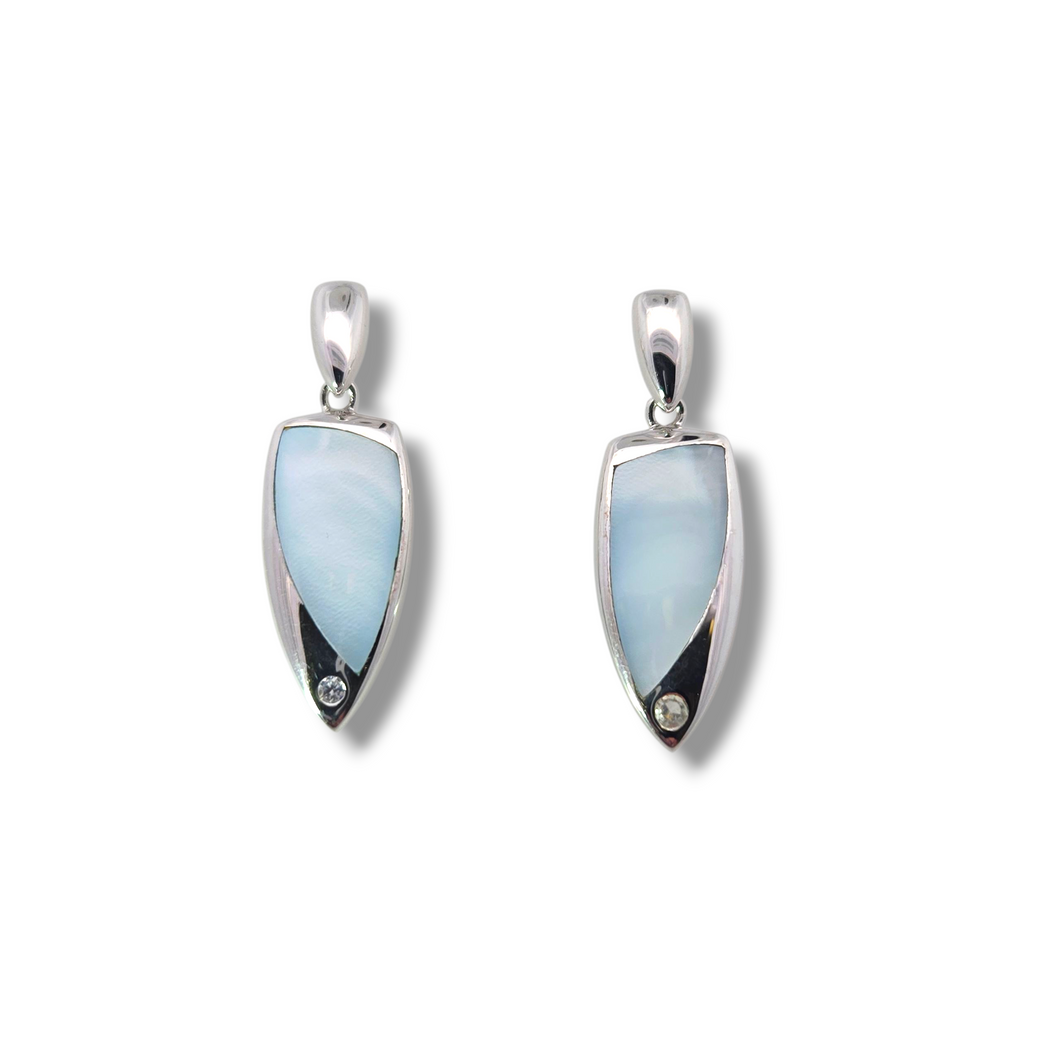 Sterling Blue Mother of Pearl Dangle Earrings