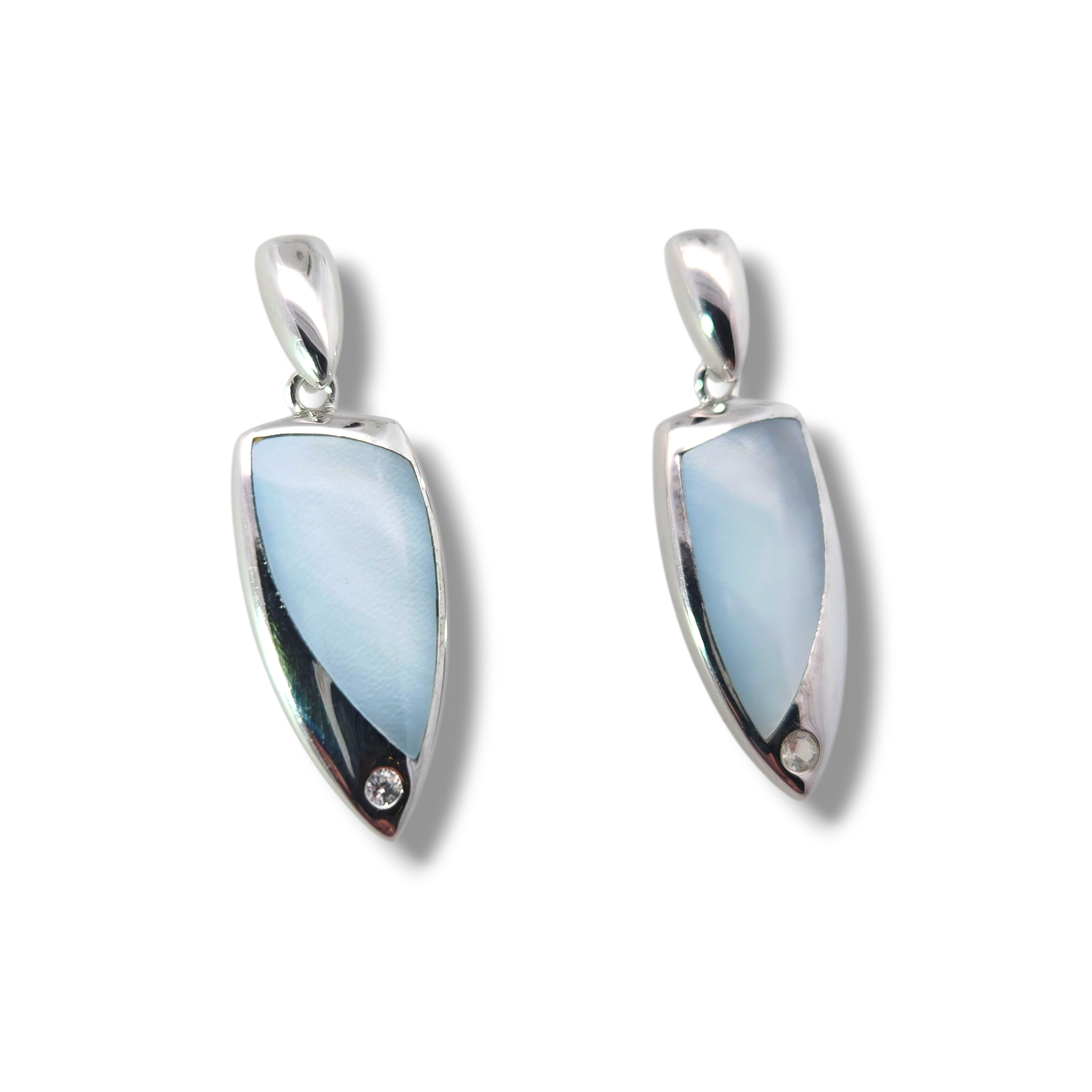 Sterling Blue Mother of Pearl Dangle Earrings