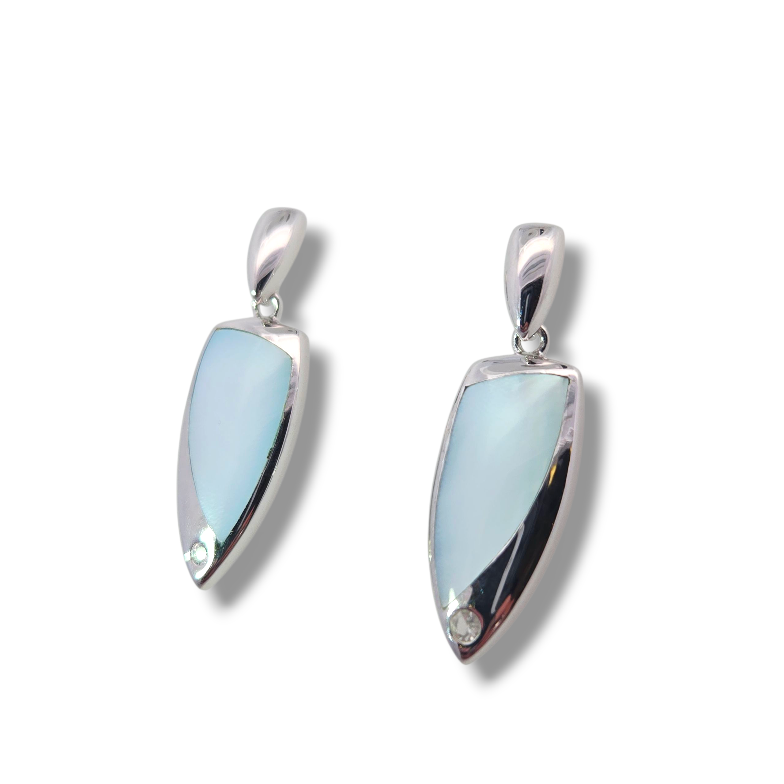 Sterling Blue Mother of Pearl Dangle Earrings