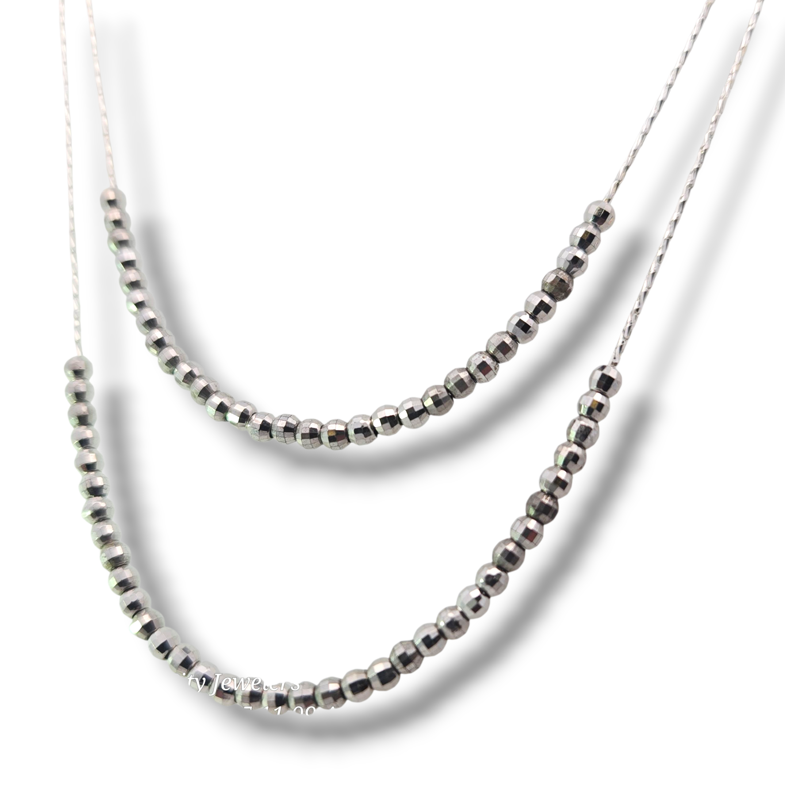 Sterling Double Layer Faceted Beaded Necklace