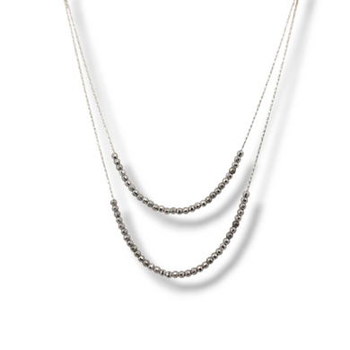 Sterling Double Layer Faceted Beaded Necklace