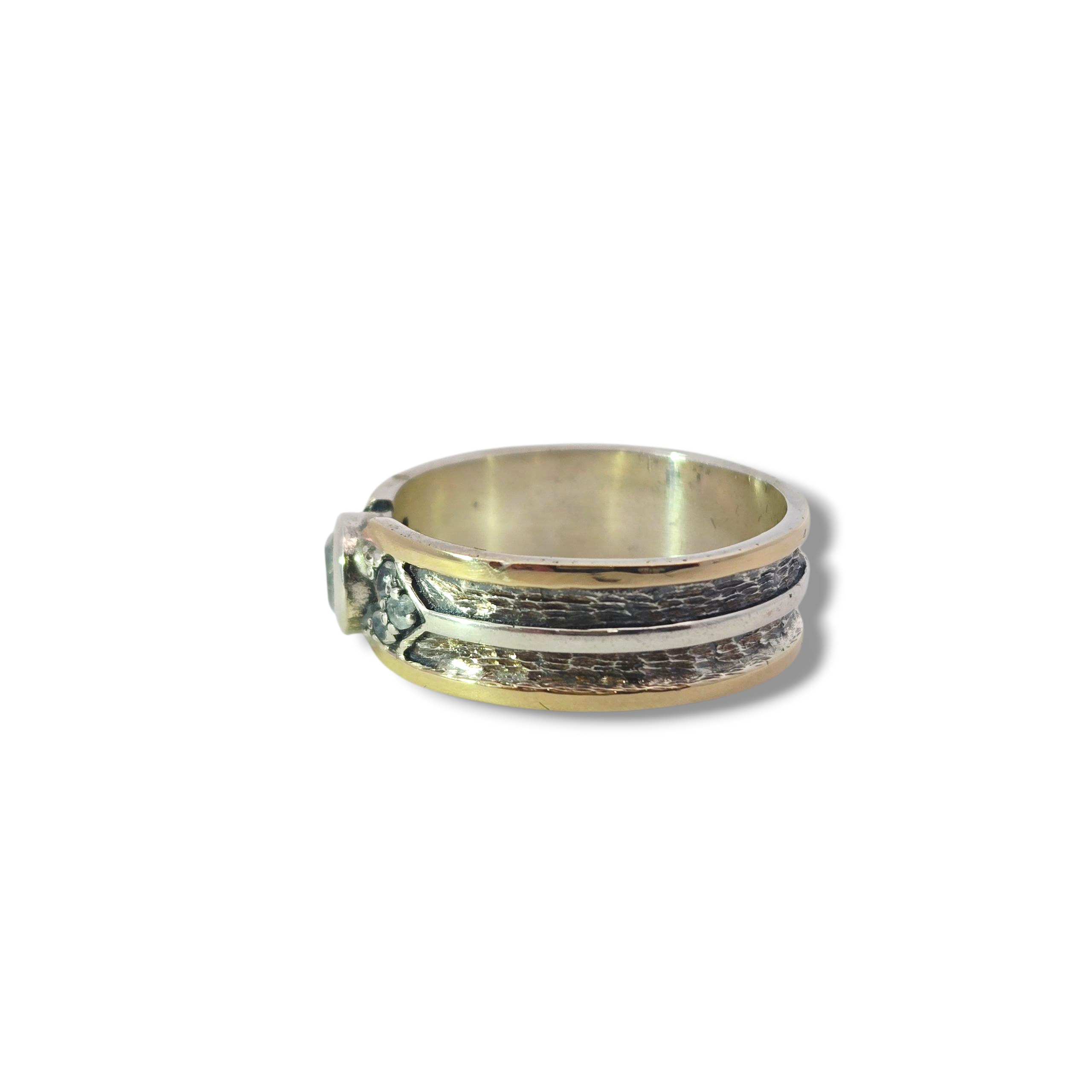 10k Yellow + Sterling Moonstone Ring