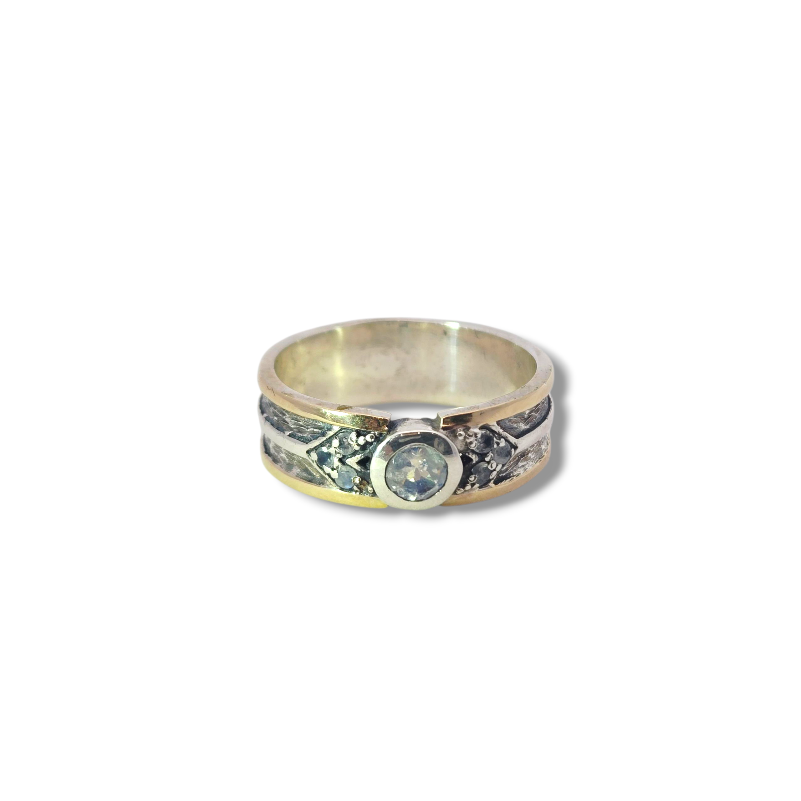 10k Yellow + Sterling Moonstone Ring