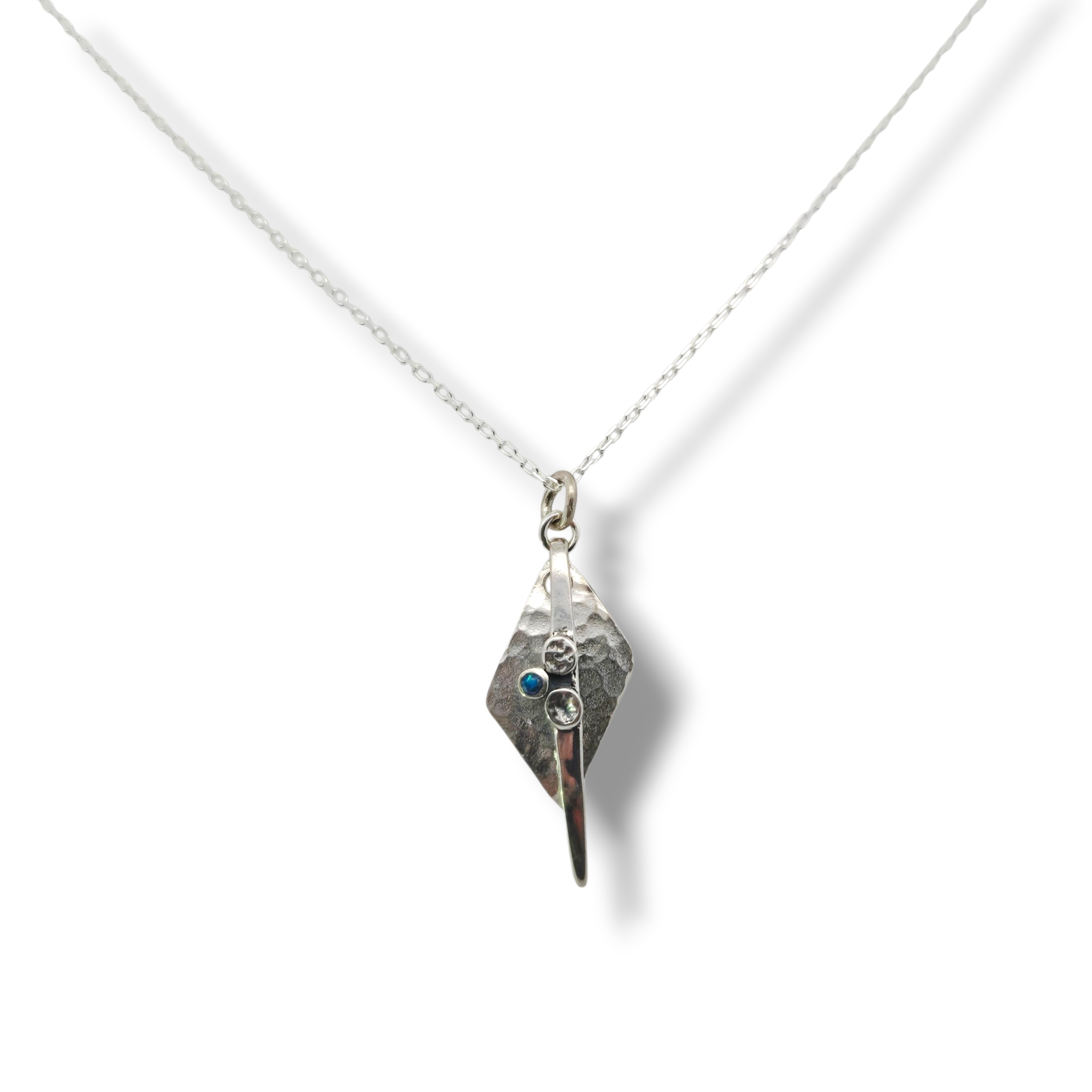 Sterling Dotted Texturd Opal Dotted Necklace