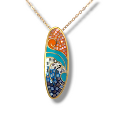 Load image into Gallery viewer, Gold Plated Sterling Silver Mother of Pearl Mosaic Necklace