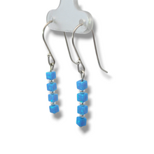 Load image into Gallery viewer, Sterling Silver Four Square Opal Earrings