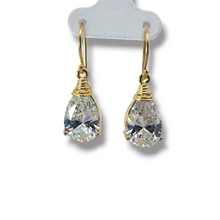 Load image into Gallery viewer, Gold plated sterling silver teardrop CZ earrings