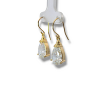 Load image into Gallery viewer, Gold plated sterling silver teardrop CZ earrings