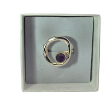 Load image into Gallery viewer, Sterling + 9k Circle Ring with Amethyst