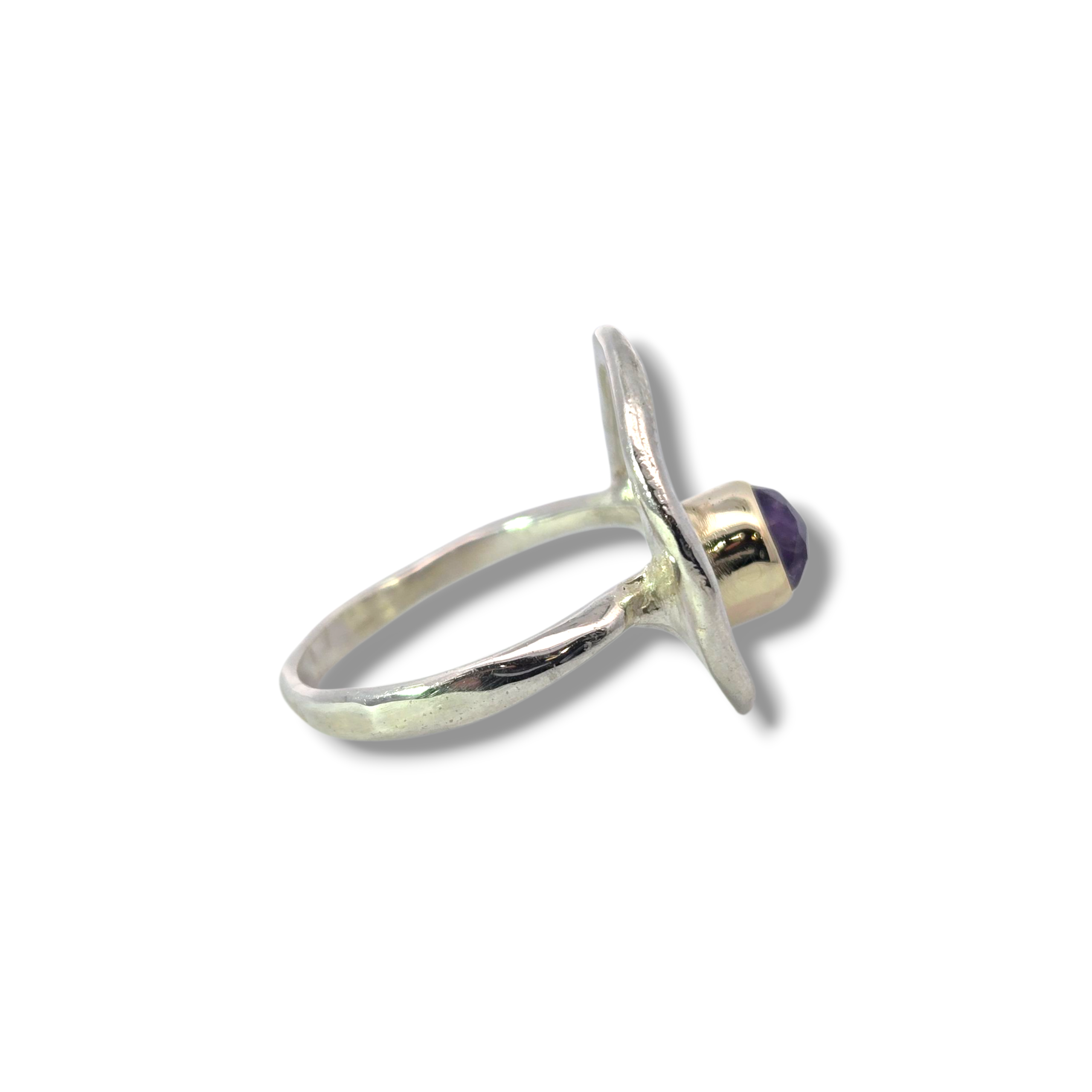 Sterling + 9k Circle Ring with Amethyst