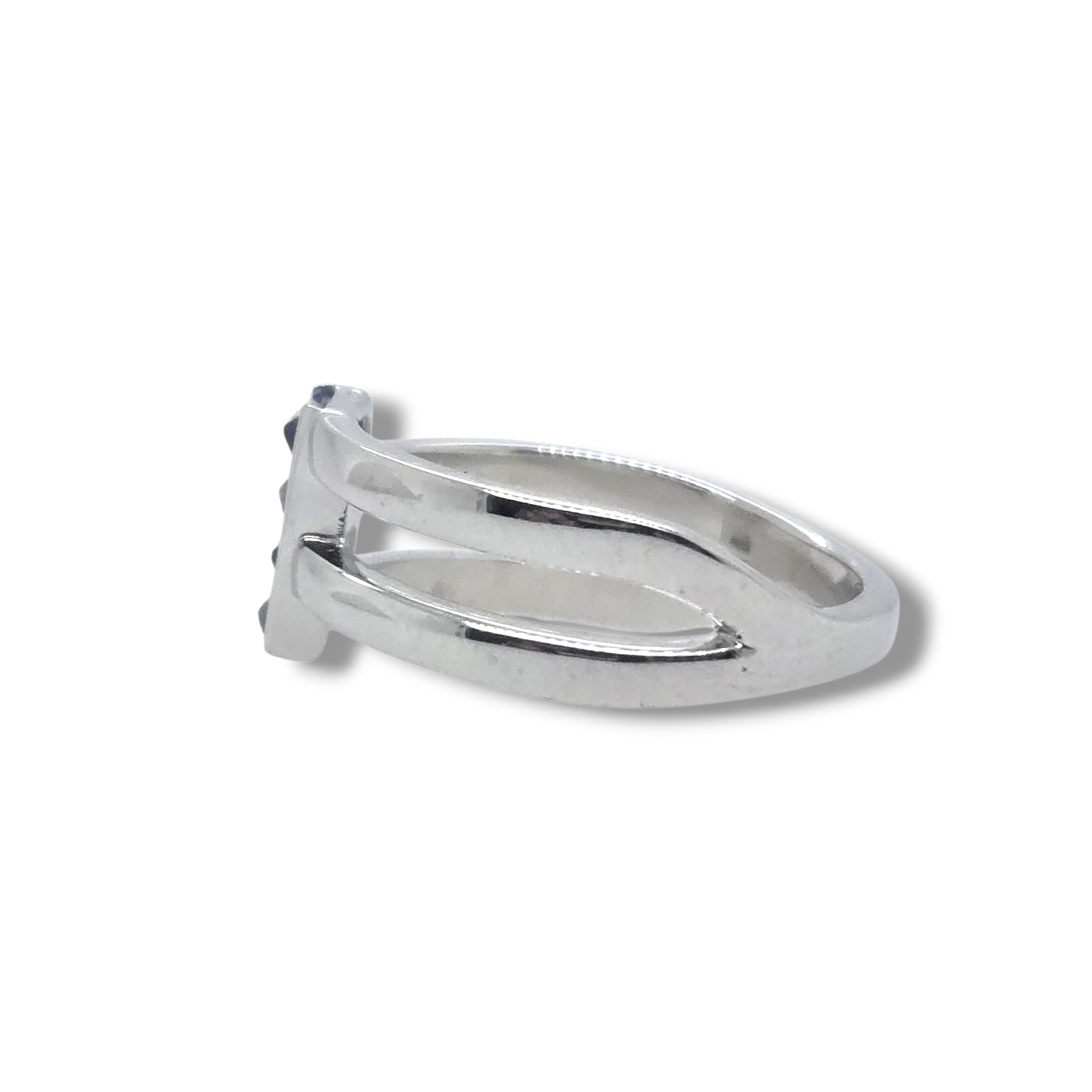 14k Purple Sapphire and Salt and Pepper Diamond Ring