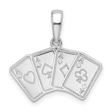 Load image into Gallery viewer, Sterling Silver Rhodium-plated Polished 4 Aces Pendant