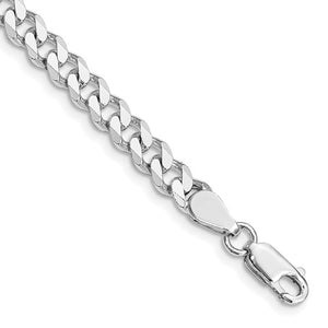 Sterling Silver Rhodium-plated 6mm Curb Chain Bracelet