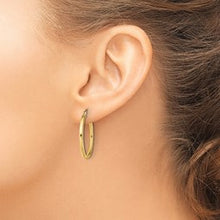 Load image into Gallery viewer, Sterling Silver Gold-Tone Polished 2x25mm Hoop Earrings