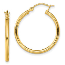 Load image into Gallery viewer, Sterling Silver Gold-Tone Polished 2x25mm Hoop Earrings