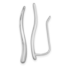 Load image into Gallery viewer, Sterling Silver Rhodium-plated Polished Curved Line Ear Climber Earrings