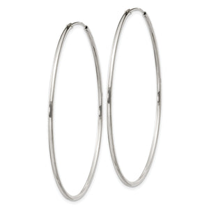 Sterling Silver 1.3mm Hoop Earrings, 50mm