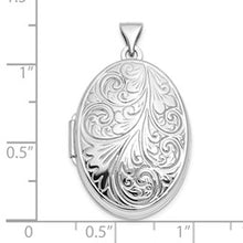 Load image into Gallery viewer, Sterling Silver Rhodium-plated Scroll Oval Locket