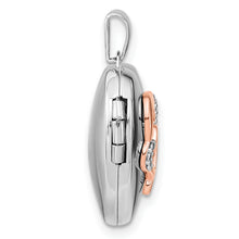 Load image into Gallery viewer, Sterling Silver Rhodium-plated Diamond Rose Rhodium Hearts 18mm Locket